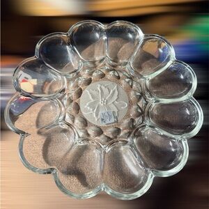 NEW Princess House Fantasia Crystal Deviled Egg Server Platter 10"